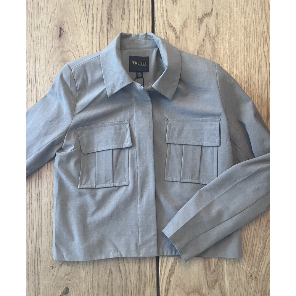 Truth by Republic Utility Jacket Womens Size 2 Grey Cropped Minimalist Gorpcore